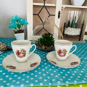 Floral Teacup and Saucer Set - Cream